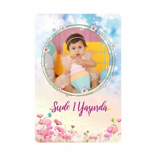 Çiçek Temalı Doğum Günü Magneti